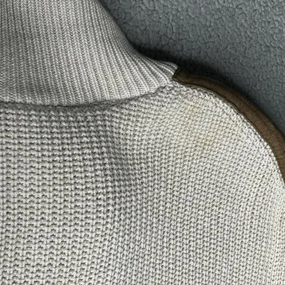 Orvis Vest Mens 2XL Beige Brown Full Zip Cable Knit Suede Trim Field Hunting XXL - Picture 7 of 14